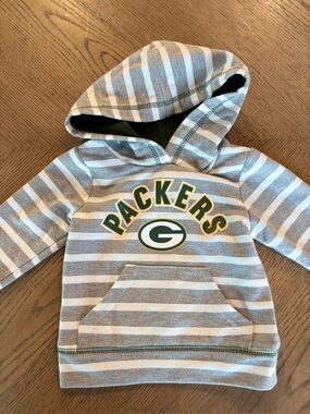 NFL Green Bay Packers Toddler Hoodie - Gray & White Stripes with Team Logo